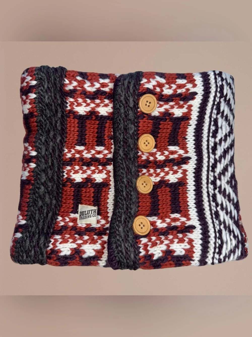 Duluth Trading Co Women's Fair Isle Knit Neck Warmer Scarf Faux Fur Lined